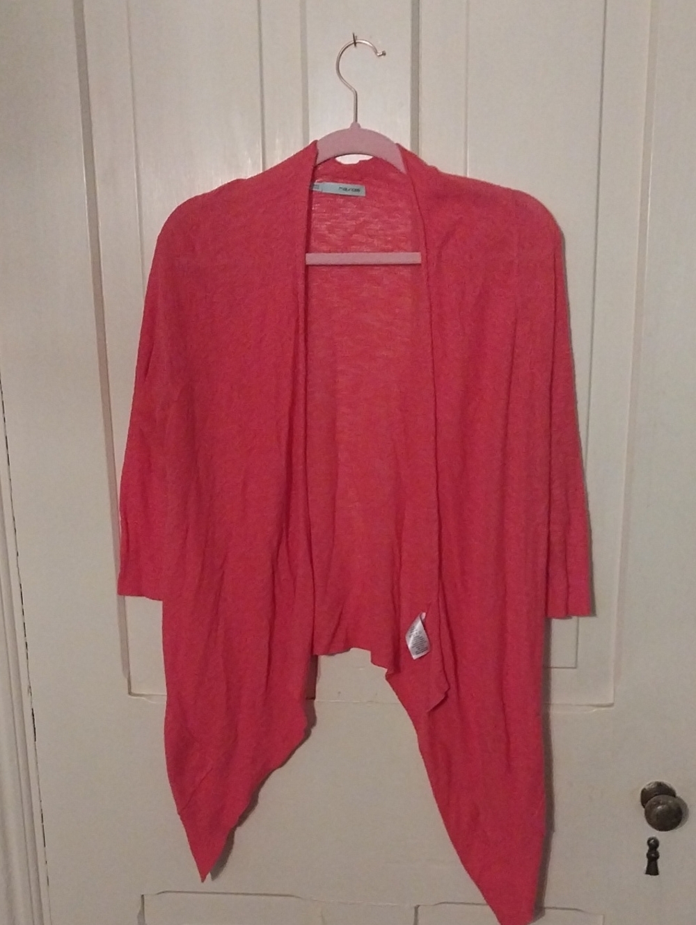 Lightweight Coral Open-Front Women's Sweater Cardigan